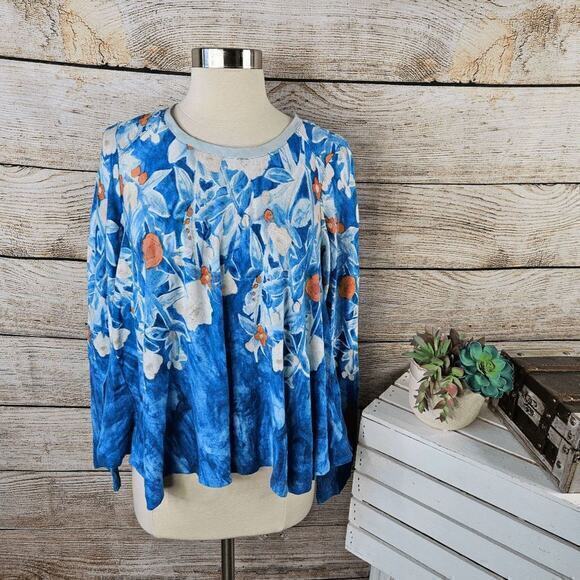 Anthropologie Tops - 5/$25 Anthropologie Meadow Rue Swing Top Asymmetrical‎ Blue Floral Extra Small
